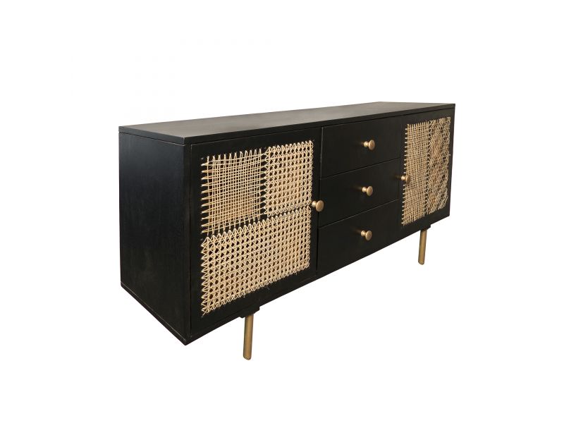 Wood Cane Patchwork Sideboard/Console